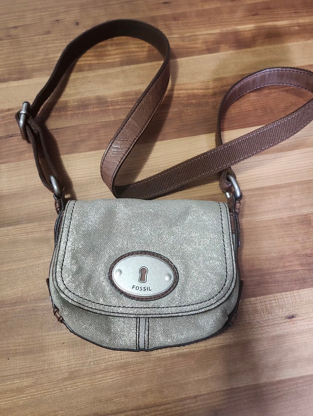 Vintage Fossil Maddox Mini Crossbody Bag Long Live Vintage 1954 With Key
